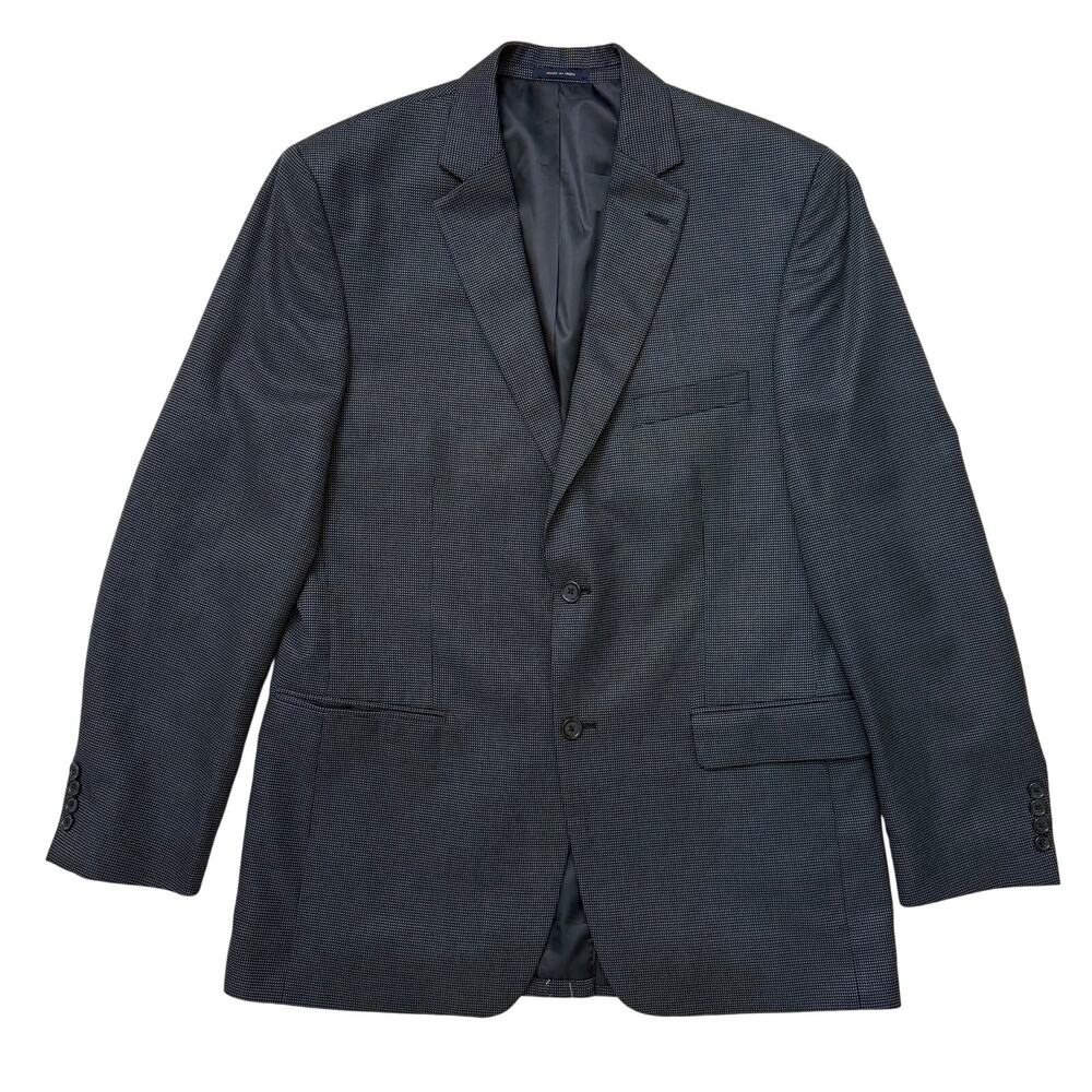 Club Room Mens 42L Blue Pattern Blazer Two Button Sport Coat Suit Jacket Macys